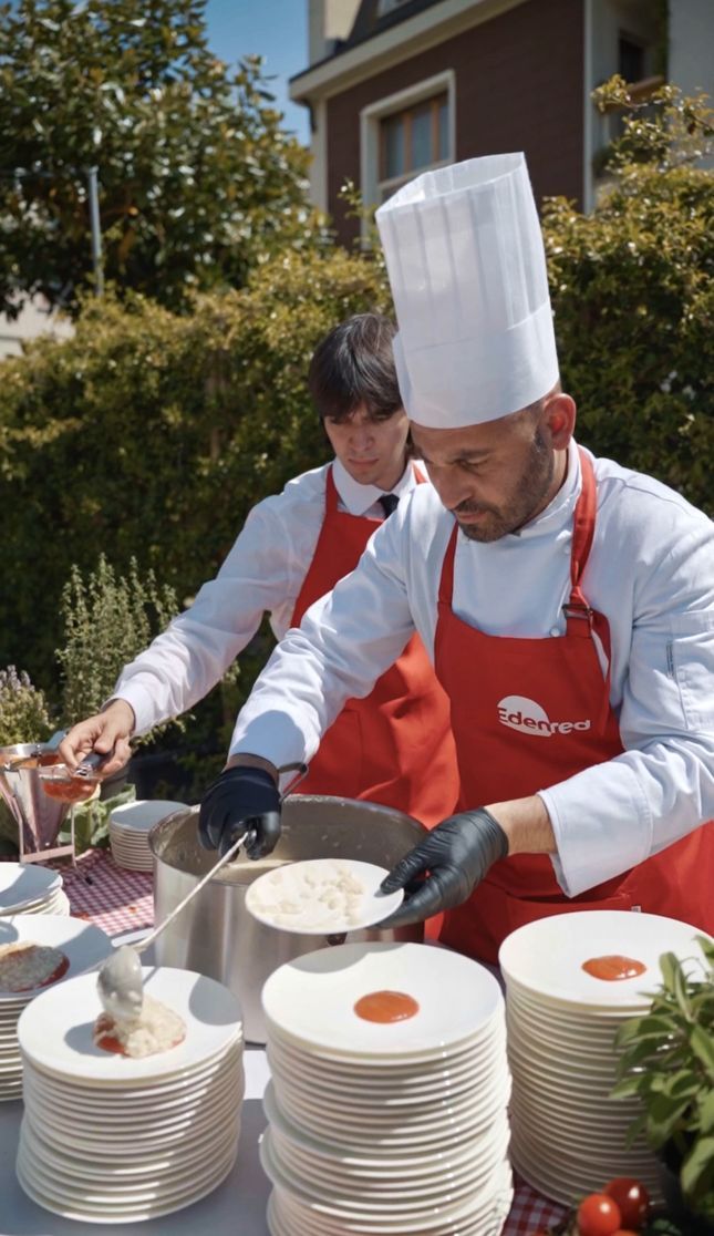 Chef prepara Risotto all'Evento Edenred Milano per Lunch Buffet di Zeta Eventi